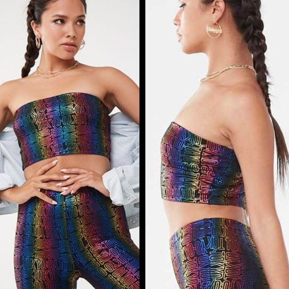 Forever 21 Multicolor Tokyo Print Tube Top Size S